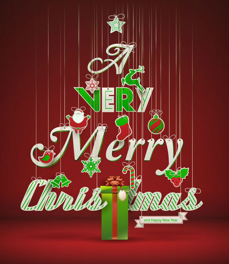 Creative Christmas tree ornaments paper vector material
