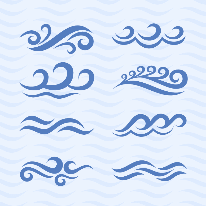 8 waves ripple design vector material
