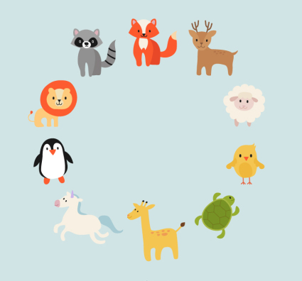 Ring consisting of cartoon animals vector material
