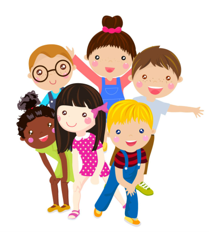 6 round-faced cartoon children vector material
