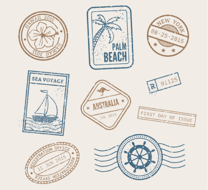 9 holiday postmark vector