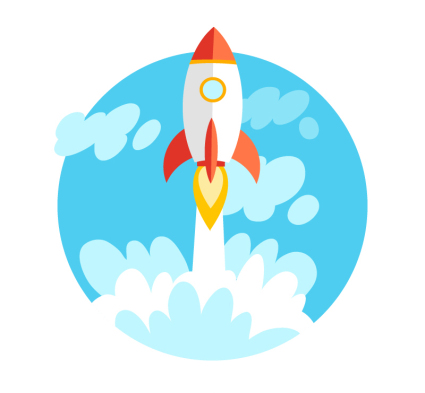 Cartoon rocket vector map