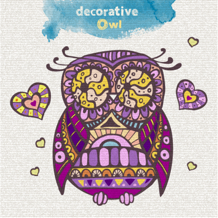 Purple owl pattern vector material
