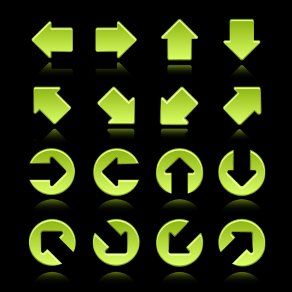 16 green arrow icon vector map