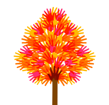 Color handprint trees vector material
