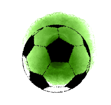 Green watercolor blooming football vector material