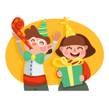 2 children's vector material celebrating birthday