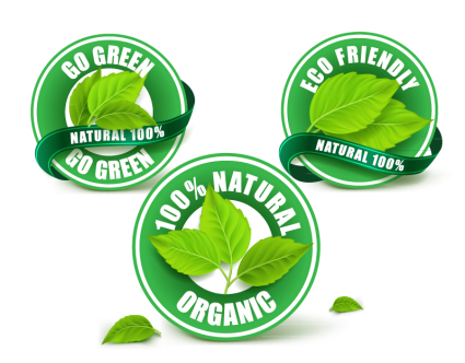 3 round natural product label vector material