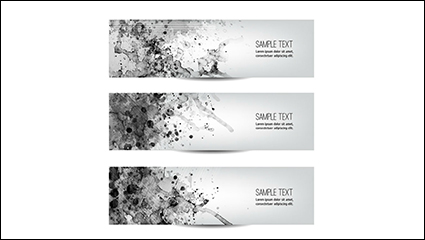 3 black ink banner vector material