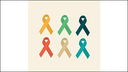 6 color ribbon logo design vector material AIDS