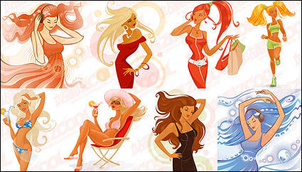 modern fashion trend of women vector -2