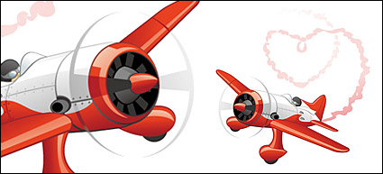 Heart-shaped smoke emitting plane vector material