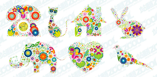 Flower pattern composed of vector