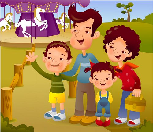 iClickart Cartoon Family illustrator vector material -8