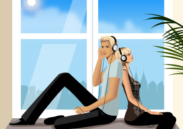 Vector's men and women back to back fashion window material