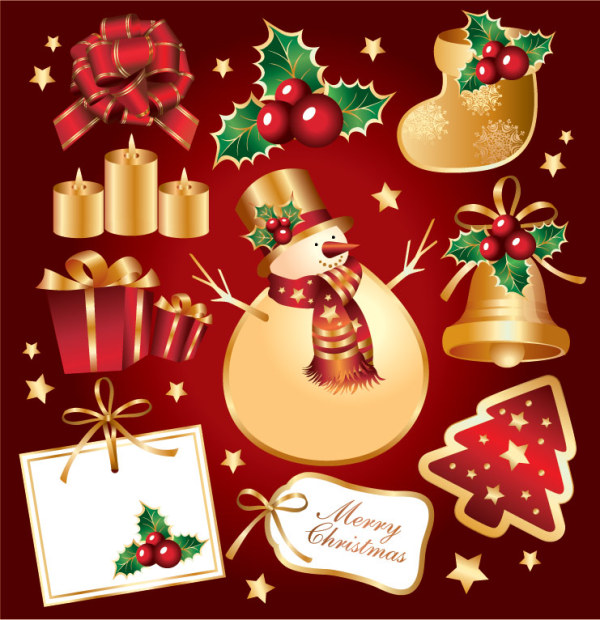Ribbon, socks, greenery, candles, scarves vector