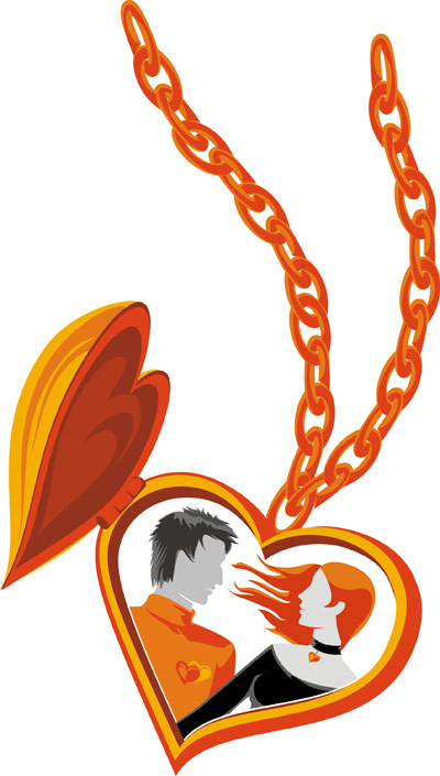 Couples necklace Vector material