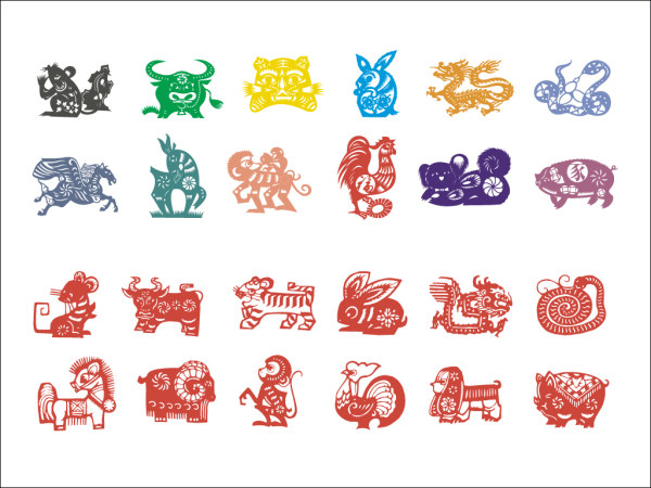 Zodiac of paper-cut vector material (1)