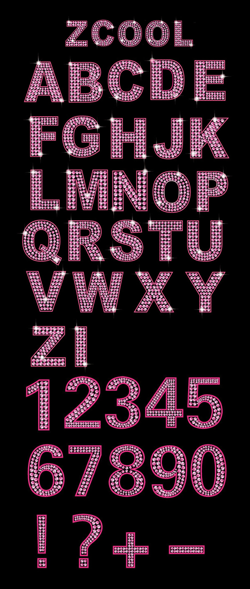 Diamond English and digital vector material (pink purple) 