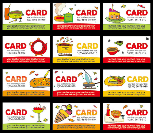 Lovely food class card template vector material