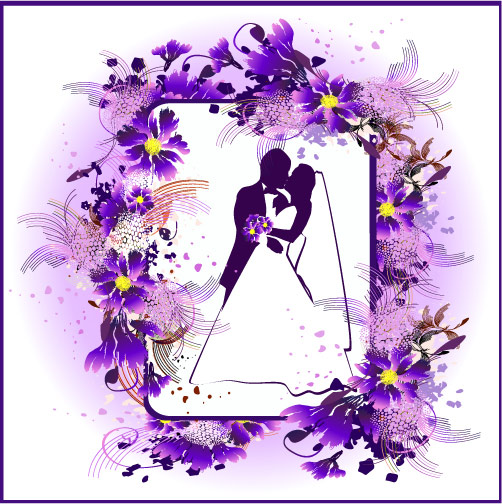 Marriage theme lace vector of material  