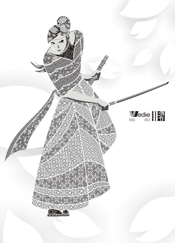 Sakura? Warrior? Decoration? Vector? Pattern?