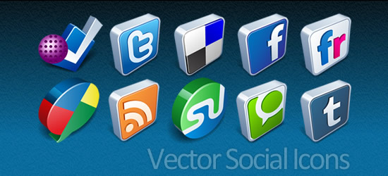 10 3D models Web2.0 website icon (with AI format)