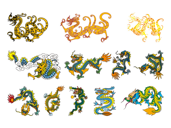 Chinese Classical Dragon Vector material of 5