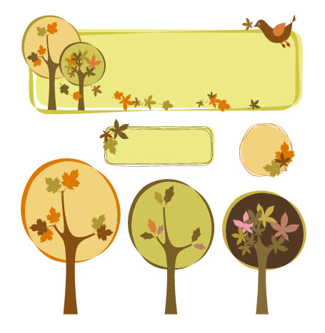 Vector tree theme decoration box