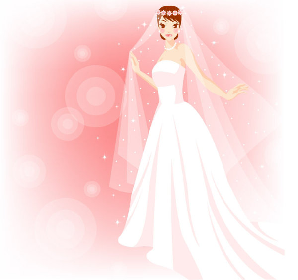 The end of the bride wear a wedding dress pink