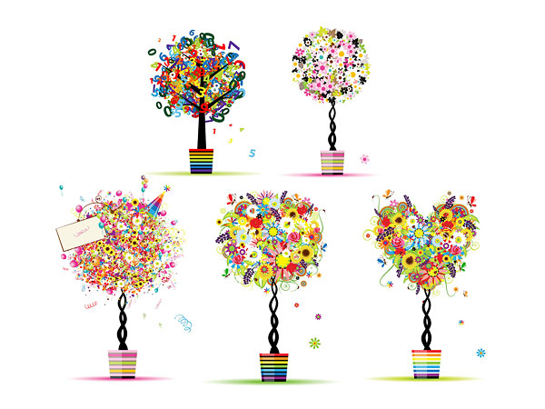 Colorful pattern composed of small trees