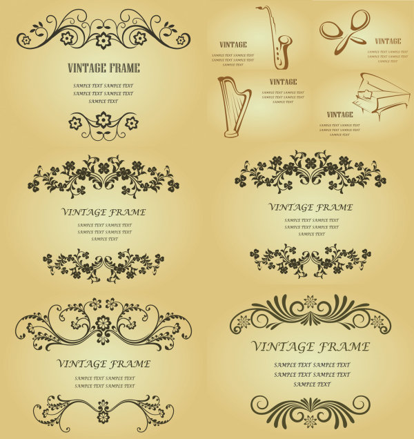  Retro background pattern vector material