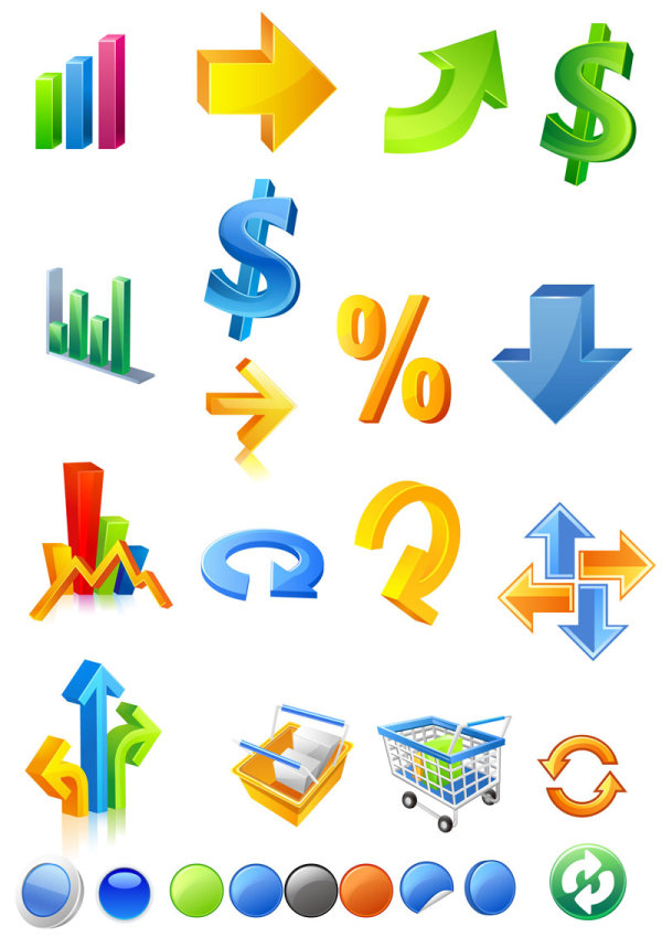 Exquisite three-dimensional vector icons - vector material
