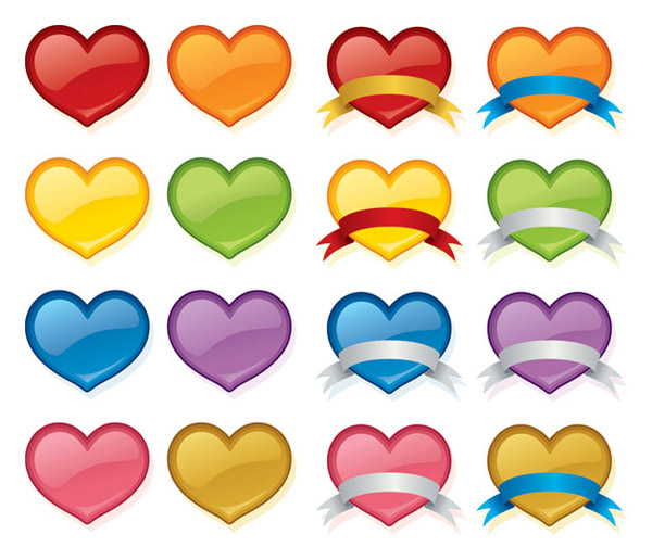Peach color crystal heart icon vector material
