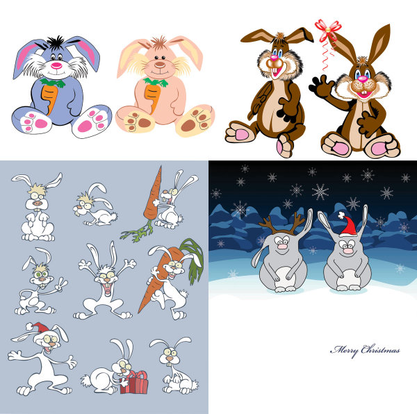 Cute cartoon rabbit - Vector