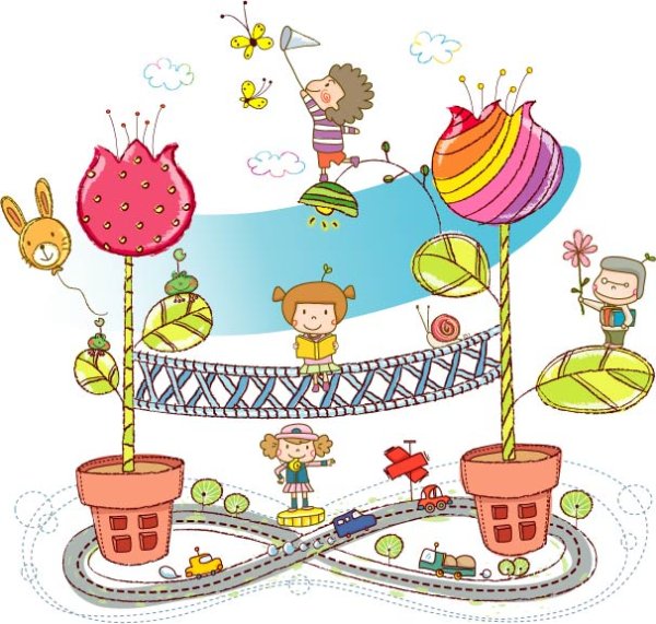 Lovely hand-painted wind vector 1