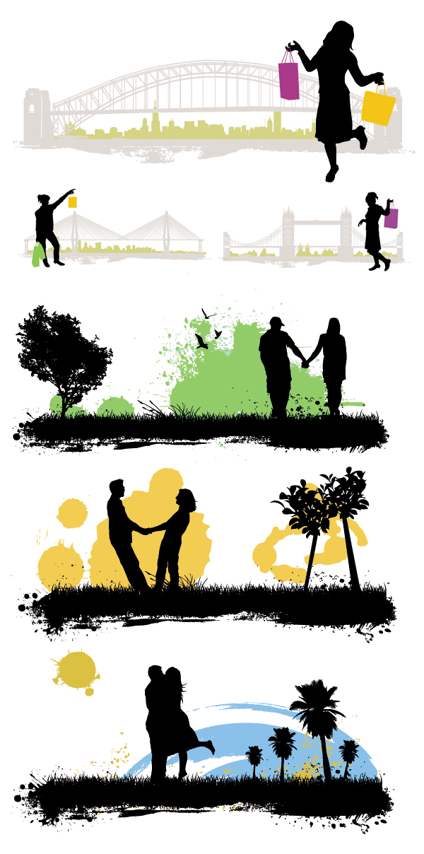 People, buildings, scenes silhouette 01
