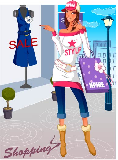 women shopping fashion material