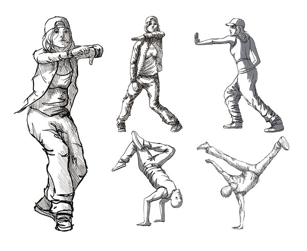 Dancing figures vector material