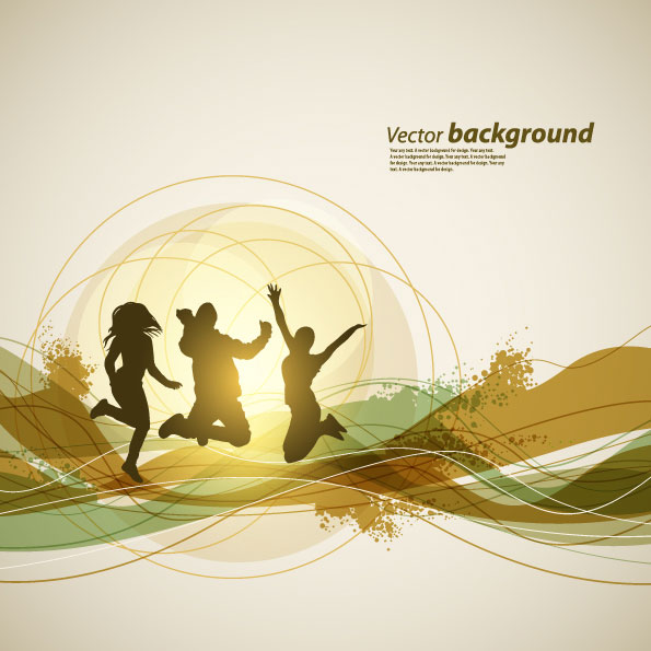 Dynamic trend of the flow line figure silhouette 04-- vector material