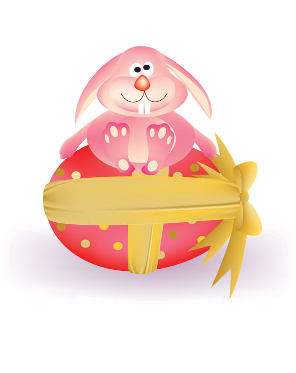 Cartoon bunny and egg 05-- vector material