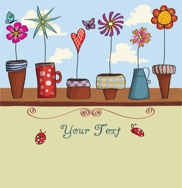 Lovely flowers vector material