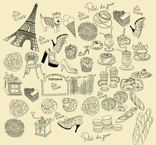 Paris, France, vector material -2