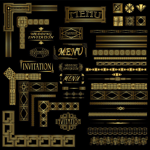 Gold ornate classical lace vector material -2