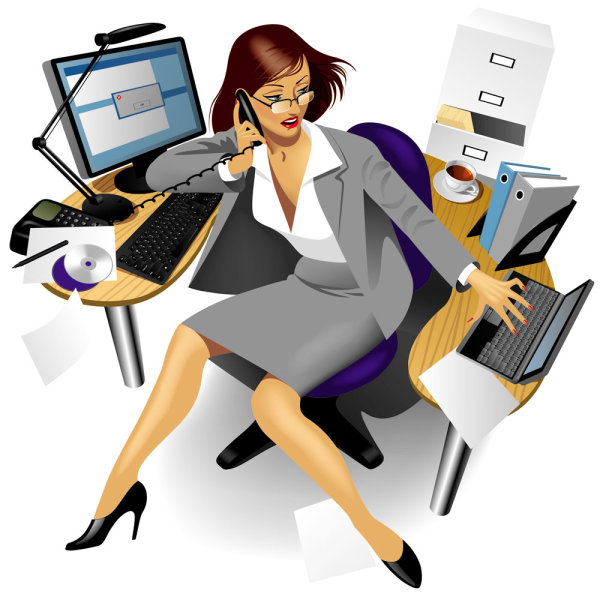 Girl and computer 01 - vector