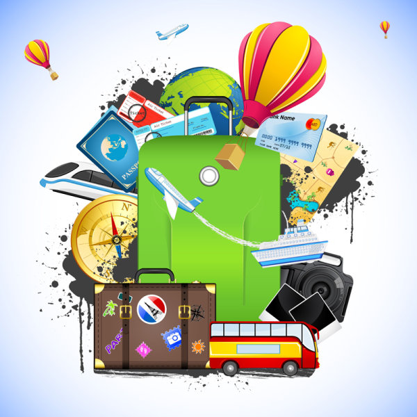 Fashion Travel design elements vector material