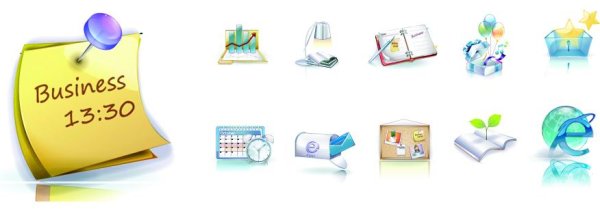 Sophisticated 3D business icon vector material -3