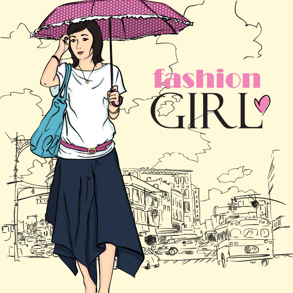 Cartoon fashion beauty 05 - vector
