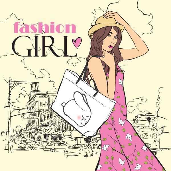 Cartoon fashion beauty 04 - vector