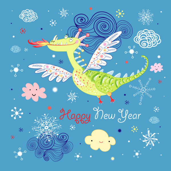 Cartoon dinosaur illustration background 01 - vector material